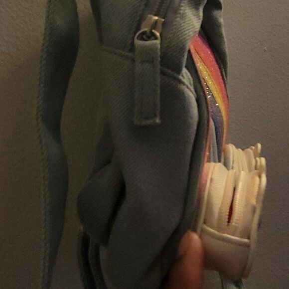 Unisex Kids Multicolor Striped Adjustable Strap Outer Pockets Backpack Rainbow - Picture 4 of 11